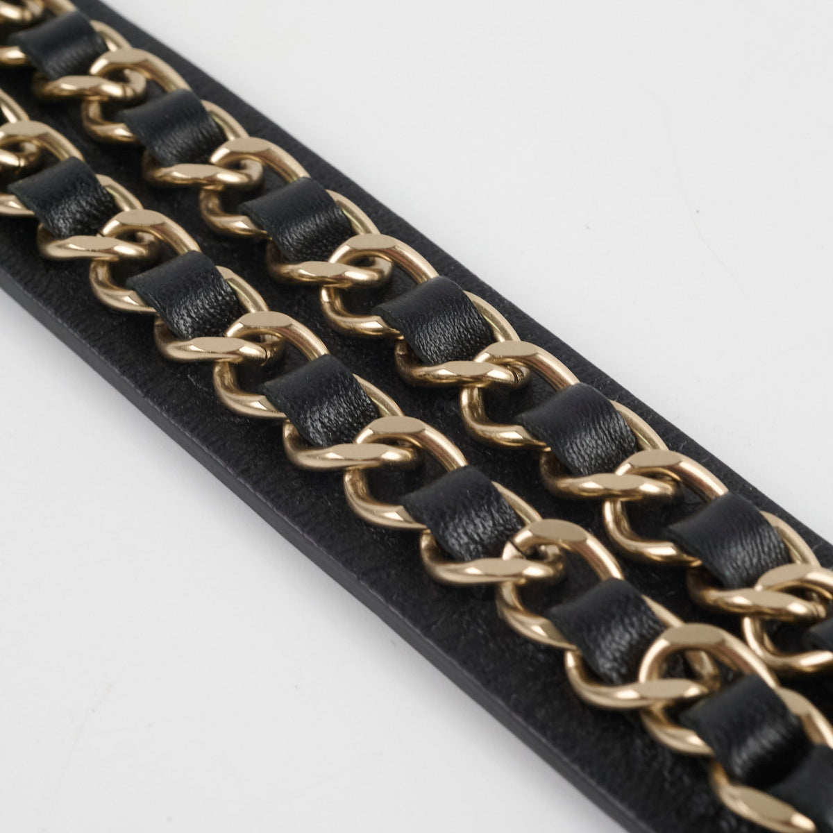 Chanel Black Leather Chain Bracelet Size L - photo 7