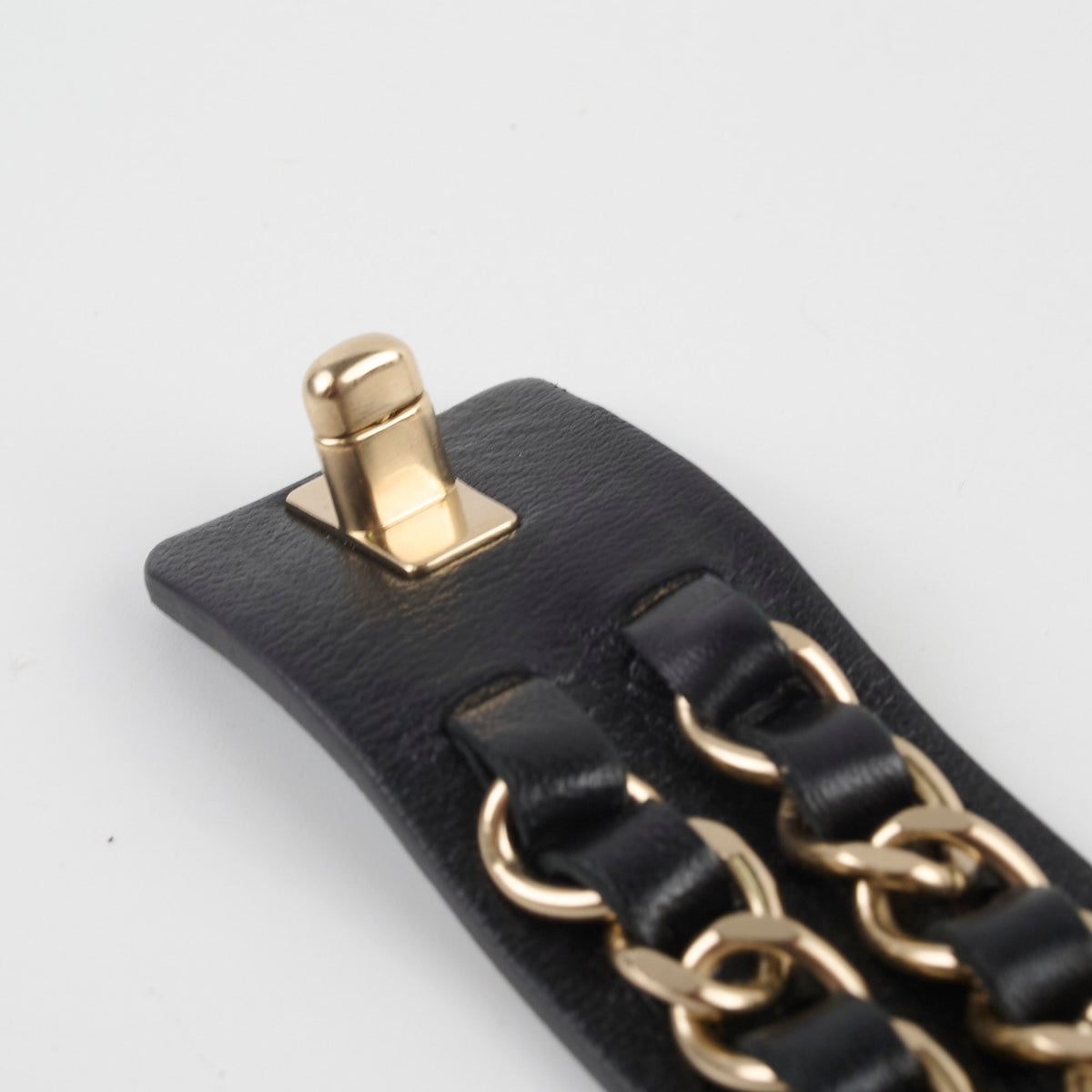 Chanel Black Leather Chain Bracelet Size L - photo 6