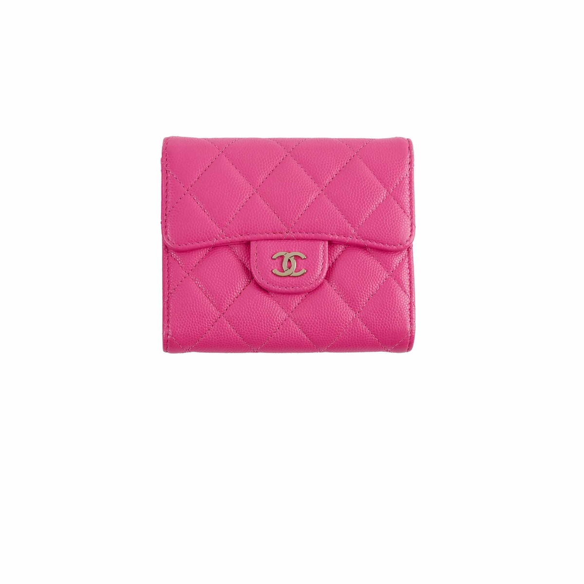 Chanel Quilted Caviar Tri Fold Wallet Pink - photo 1