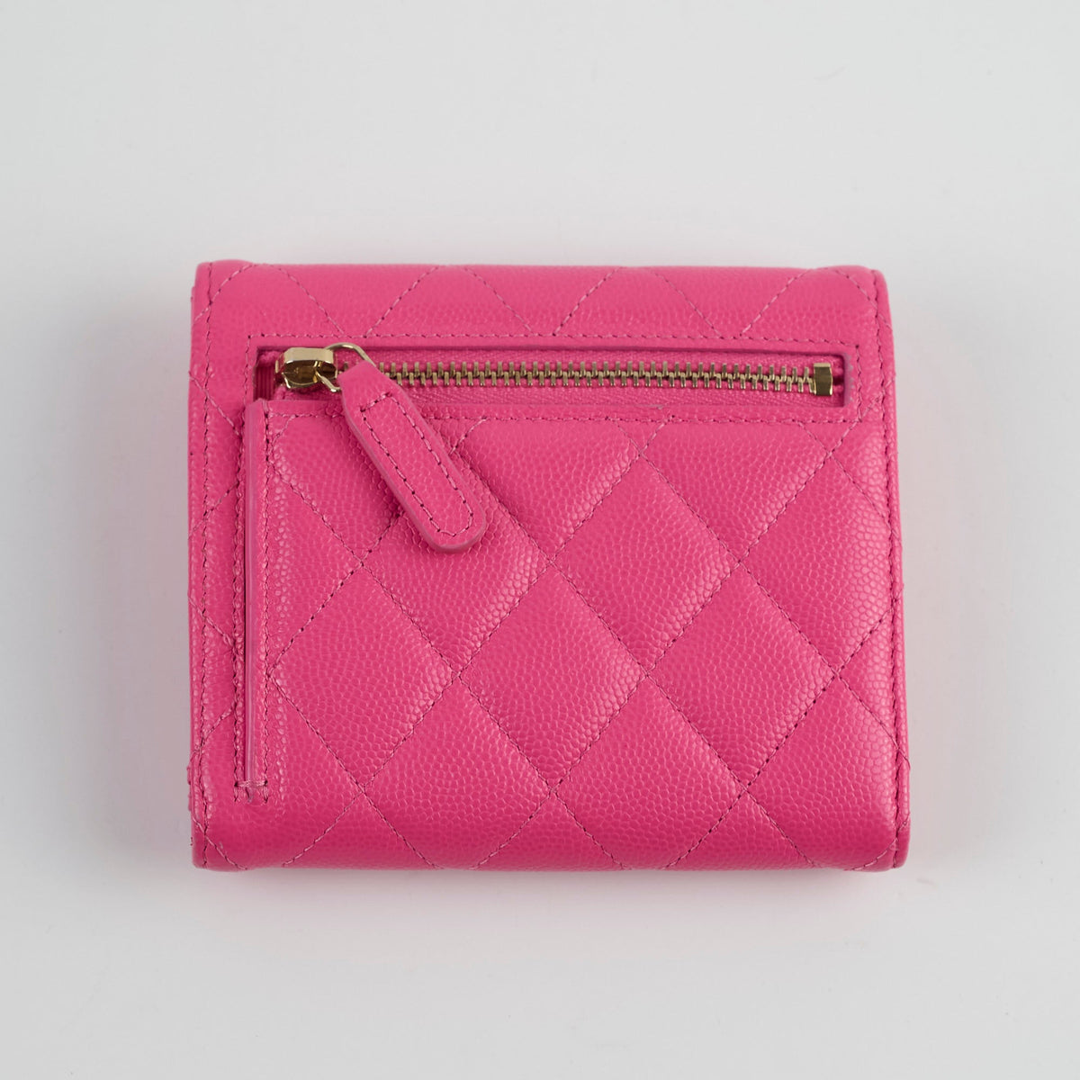 Chanel Quilted Caviar Tri Fold Wallet Pink - photo 2