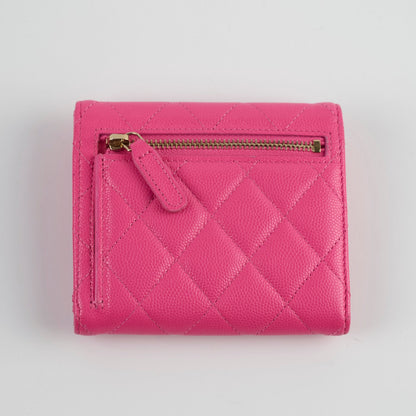Chanel Quilted Caviar Tri Fold Wallet Pink - photo 2