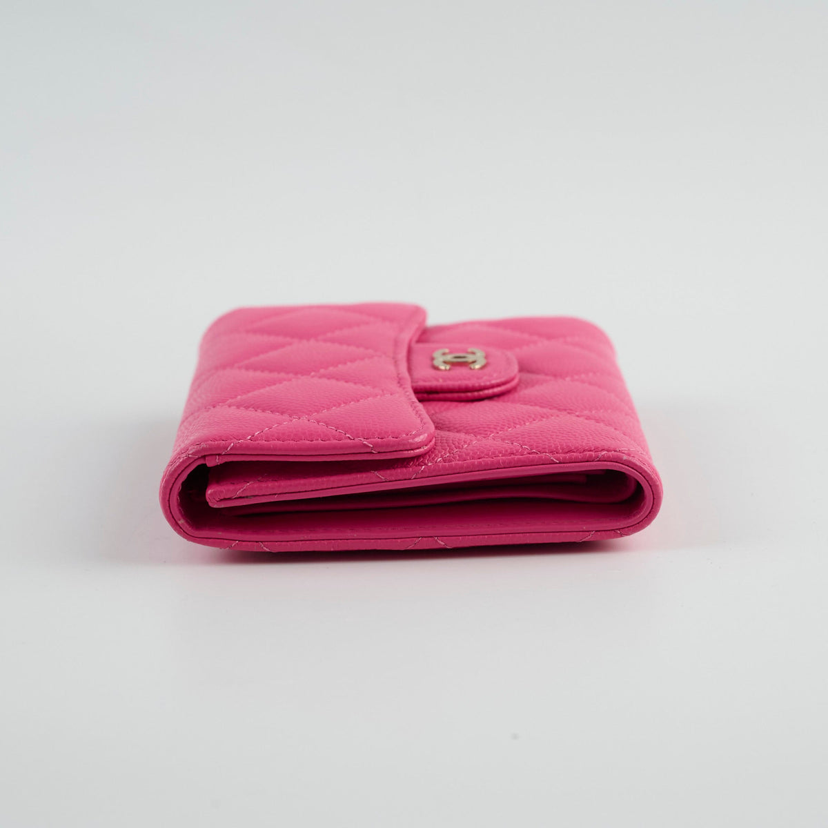 Chanel Quilted Caviar Tri Fold Wallet Pink - photo 3