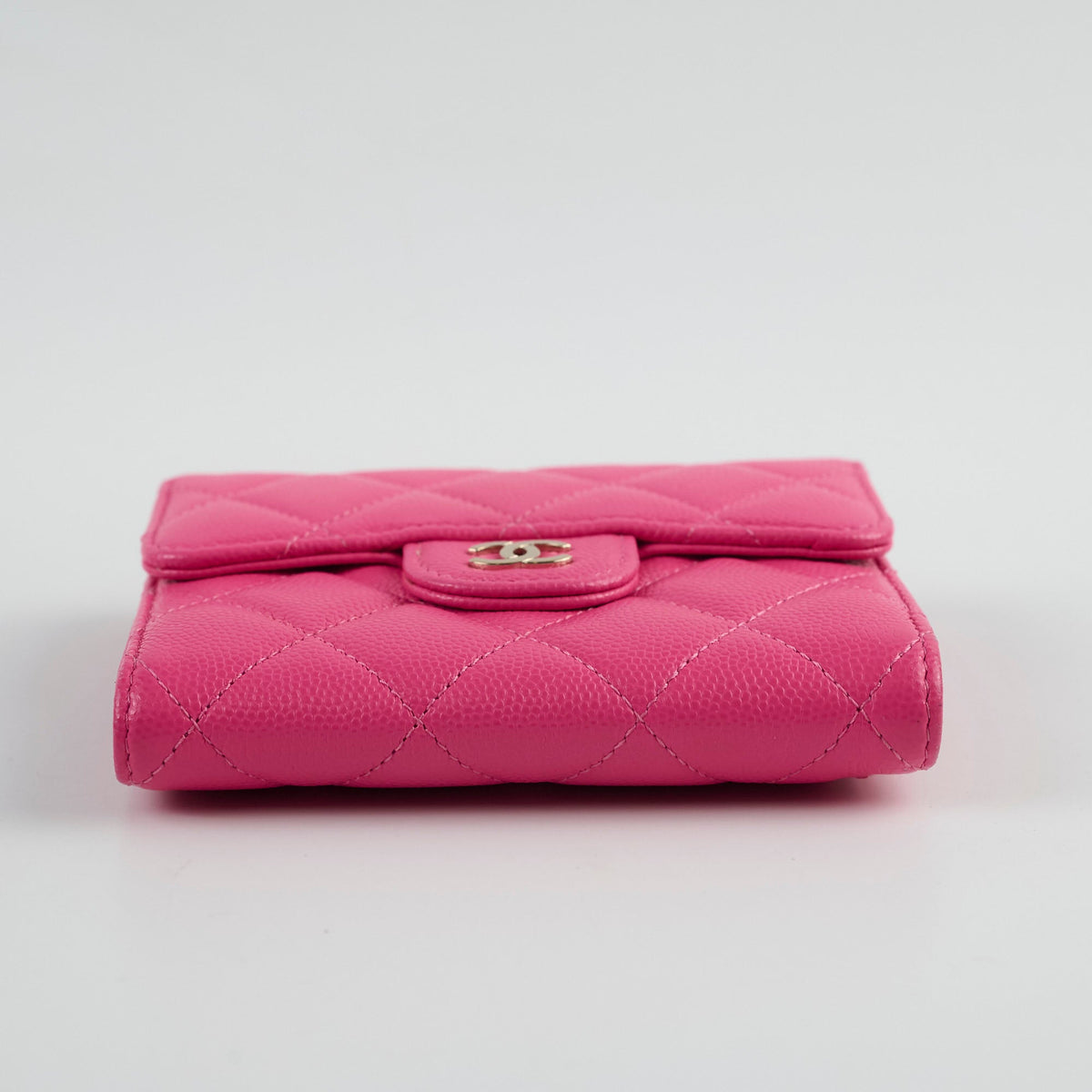 Chanel Quilted Caviar Tri Fold Wallet Pink - photo 4