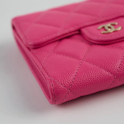 Chanel Quilted Caviar Tri Fold Wallet Pink - photo 10