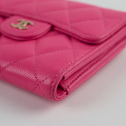 Chanel Quilted Caviar Tri Fold Wallet Pink - photo 9