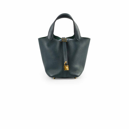 Hermes Picotin 18 Vert Cypres Clemence GHW U Stamp - photo 1