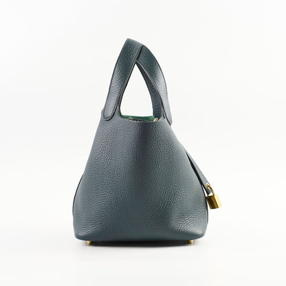 Hermes Picotin 18 Vert Cypres Clemence GHW U Stamp - photo 3