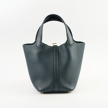 Hermes Picotin 18 Vert Cypres Clemence GHW U Stamp - photo 2