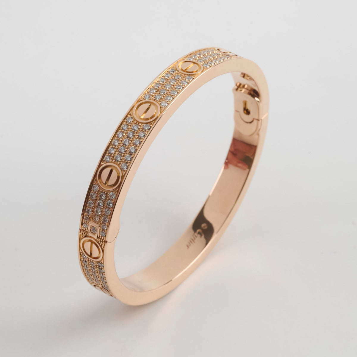 Cartier Pave Diamonds Love Bracelet Classic Model Size 16 Pink Gold - photo 6