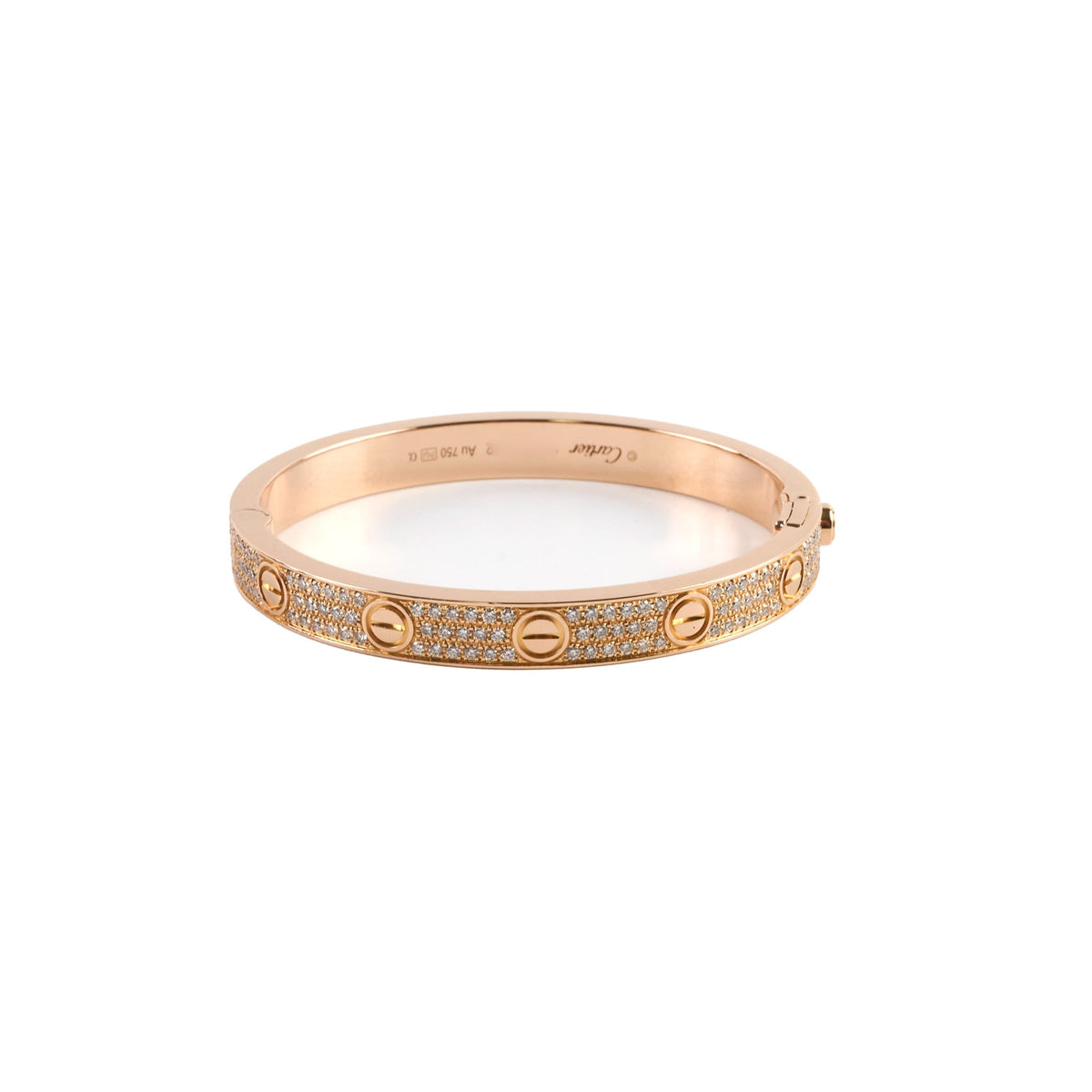 Cartier Pave Diamonds Love Bracelet Classic Model Size 16 Pink Gold - photo 1