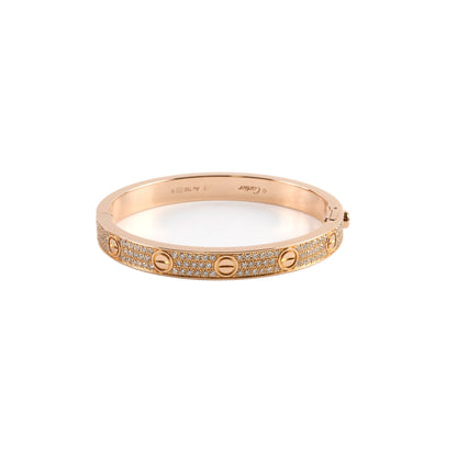 Cartier Pave Diamonds Love Bracelet Classic Model Size 16 Pink Gold - photo 1