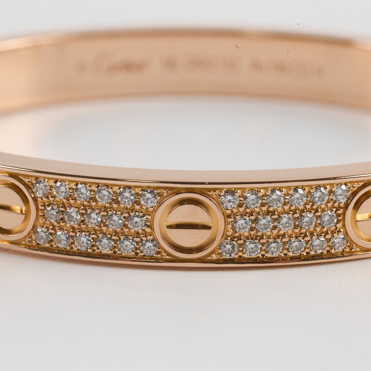 Cartier Pave Diamonds Love Bracelet Classic Model Size 16 Pink Gold - photo 5