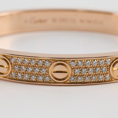 Cartier Pave Diamonds Love Bracelet Classic Model Size 16 Pink Gold - photo 5