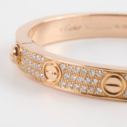 Cartier Pave Diamonds Love Bracelet Classic Model Size 16 Pink Gold - photo 3