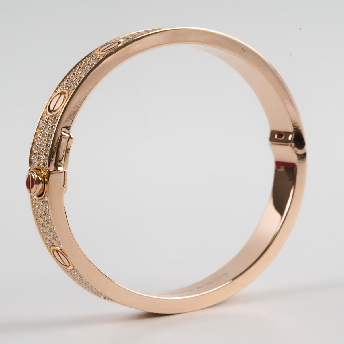 Cartier Pave Diamonds Love Bracelet Classic Model Size 16 Pink Gold - photo 2