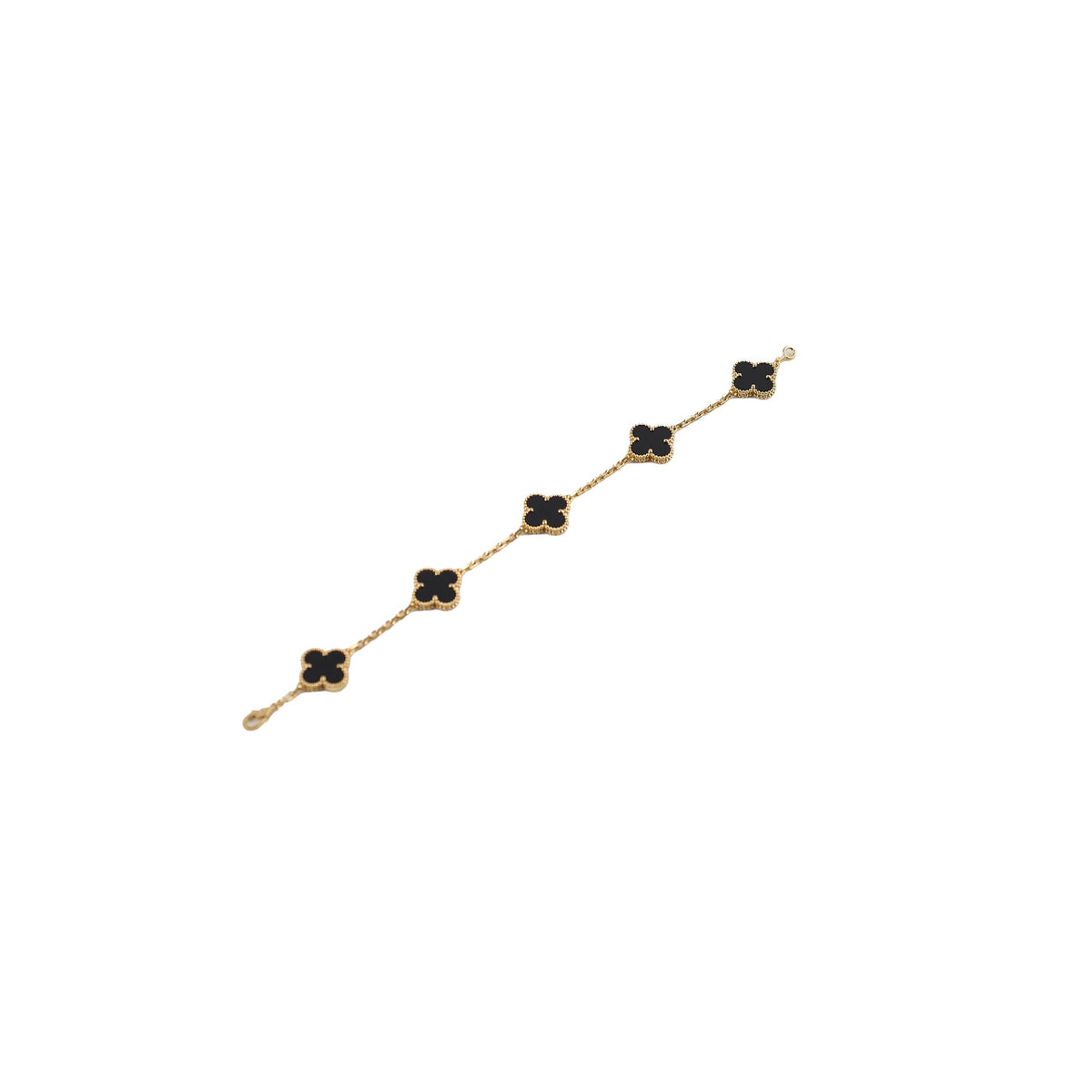 Van Cleef & Arpels Vintage Alhambra Yellow Gold 5 Motif Onyx Bracelet - photo 1