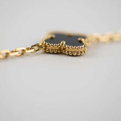 Van Cleef & Arpels Vintage Alhambra Yellow Gold 5 Motif Onyx Bracelet - photo 6