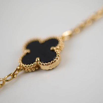 Van Cleef & Arpels Vintage Alhambra Yellow Gold 5 Motif Onyx Bracelet - photo 4