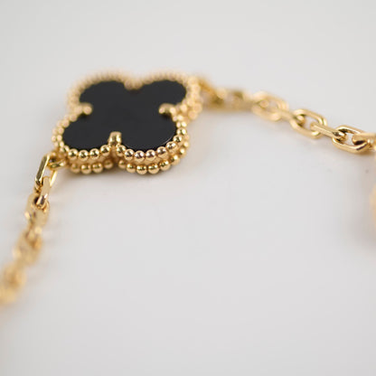 Van Cleef & Arpels Vintage Alhambra Yellow Gold 5 Motif Onyx Bracelet - photo 2