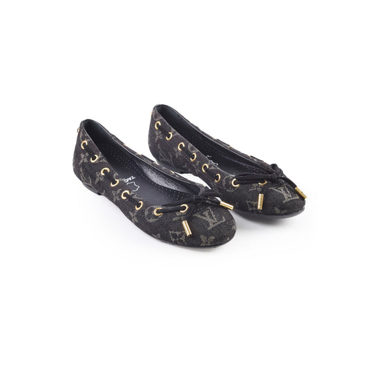 Louis Vuitton Denim Flat Ballerina Black Size 34.5 - photo 1
