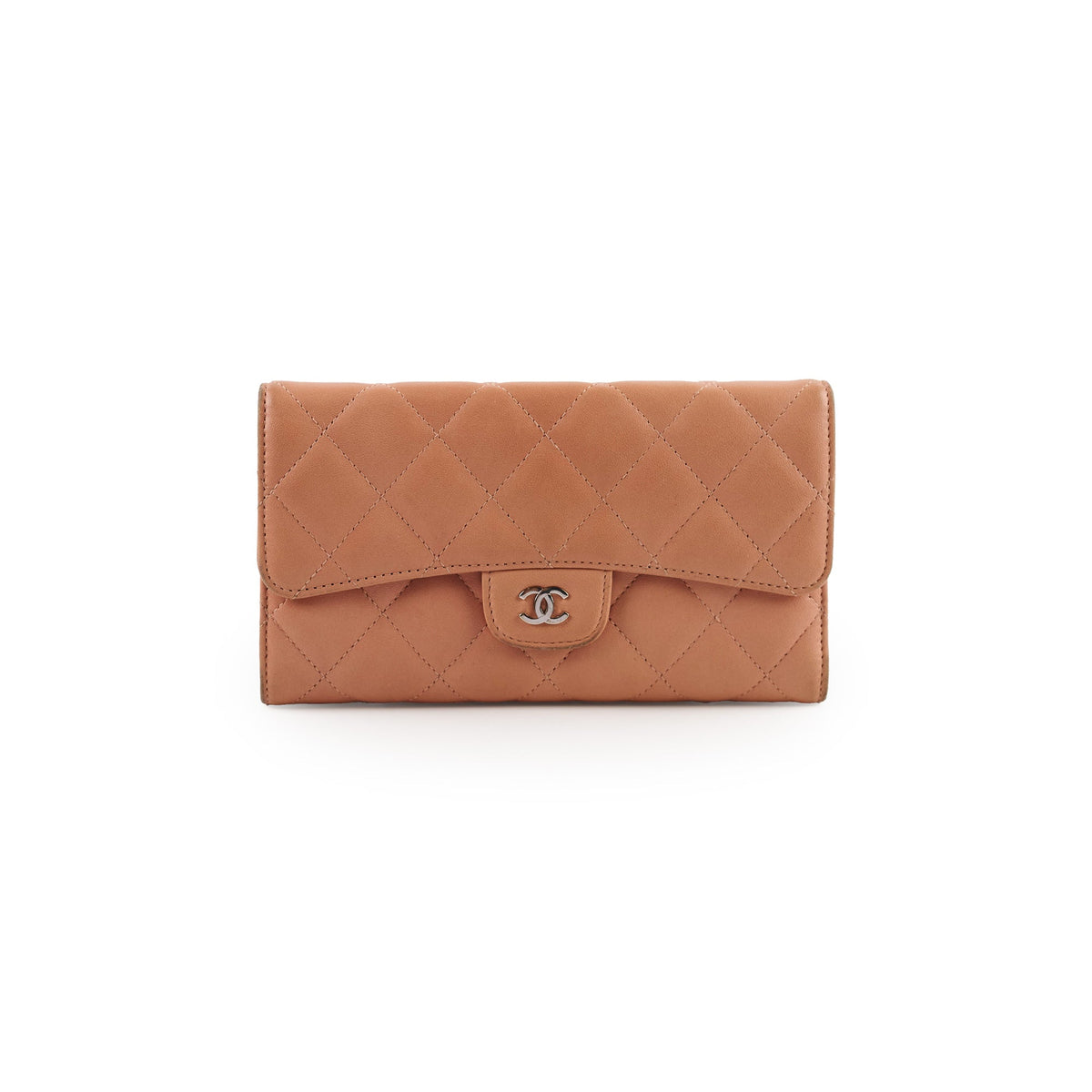 Chanel Lambskin Long Wallet Peach - photo 1