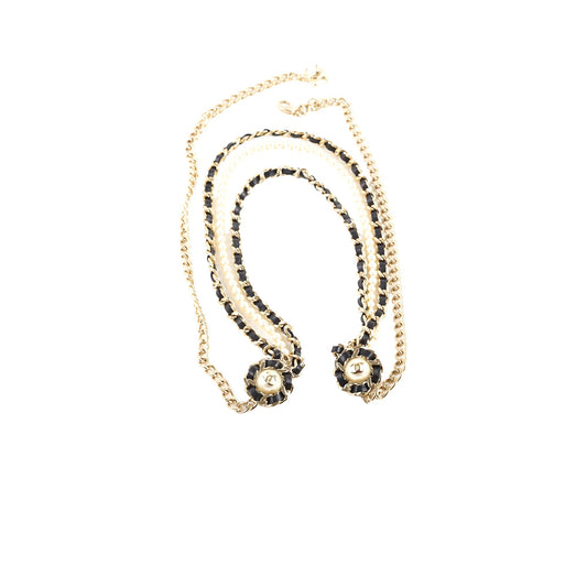 Chanel Pearl/Leather Adjustable Belt 80-110 cm - photo 1