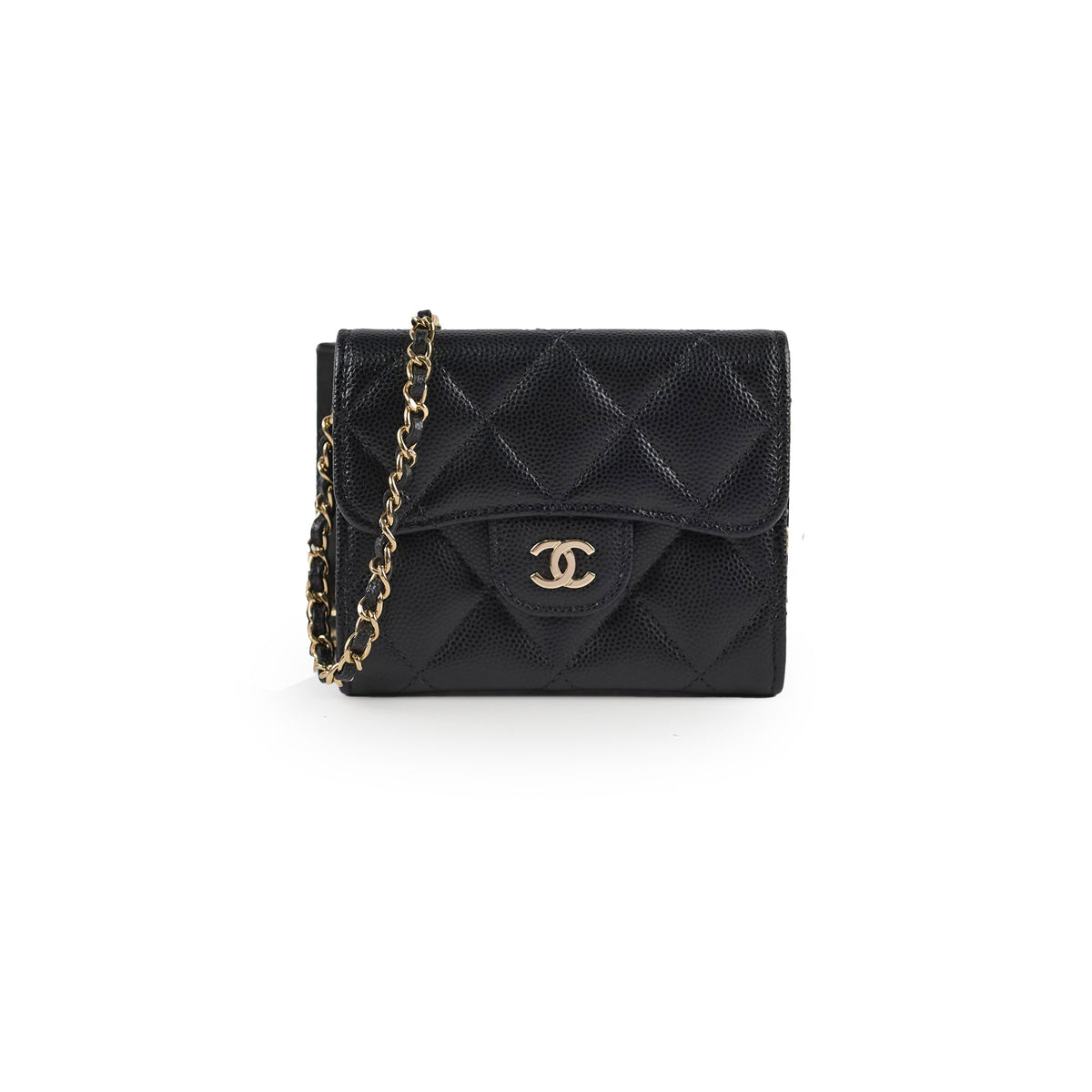 Chanel Cardholder With Chain Caviar Black - photo 1
