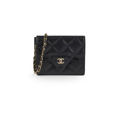 Chanel Cardholder With Chain Caviar Black - photo 1