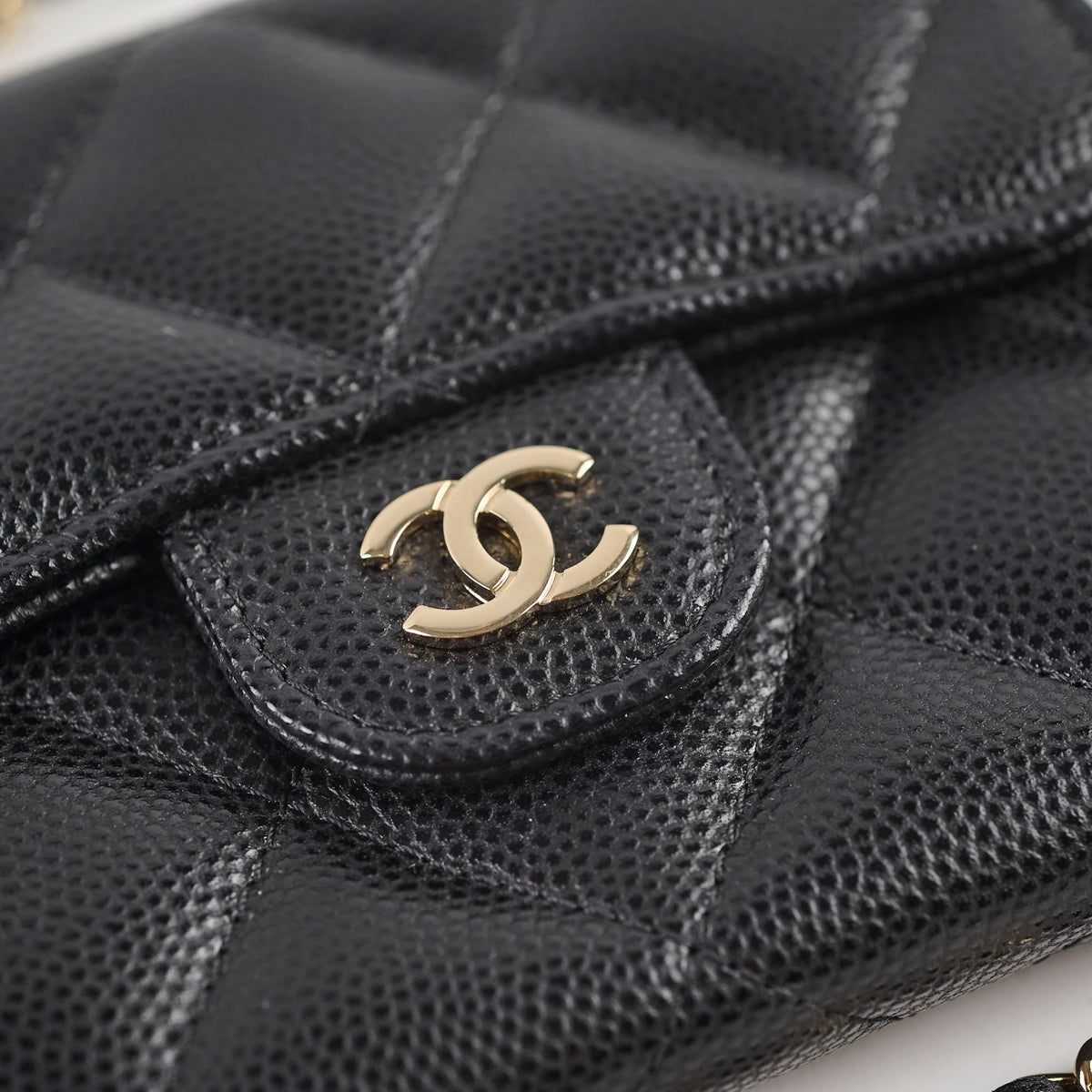 Chanel Cardholder With Chain Caviar Black - photo 6