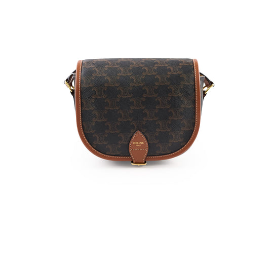 Celine Triomphe Medium Folco Crossbody Tan Brown - photo 1