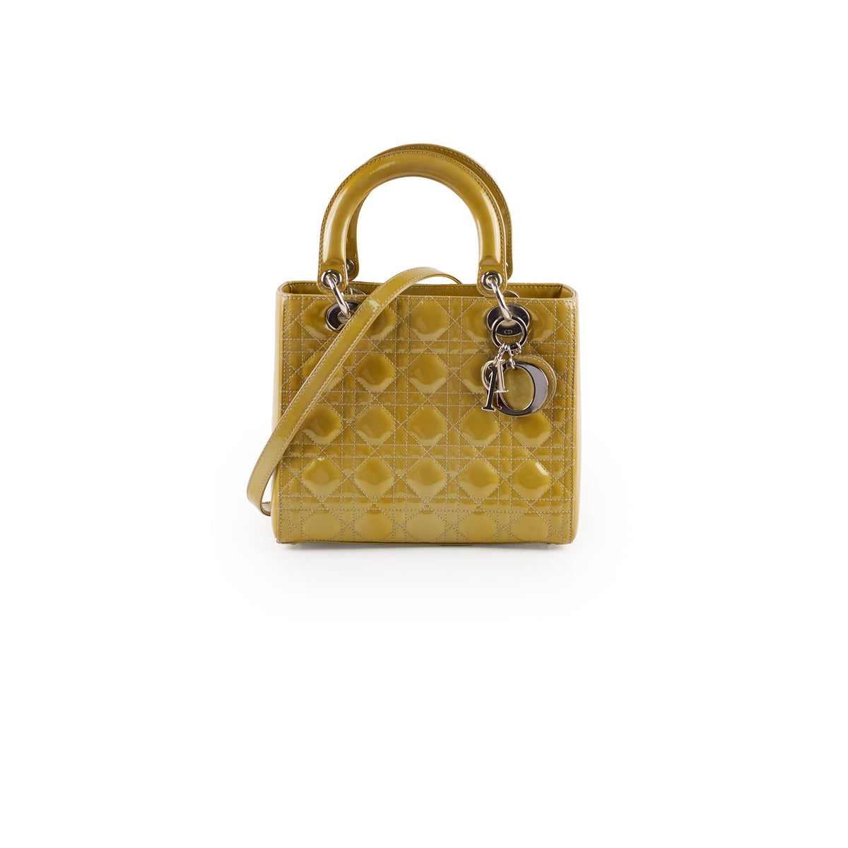Dior Lady Dior Medium Patent Yellow/Gold - photo 1