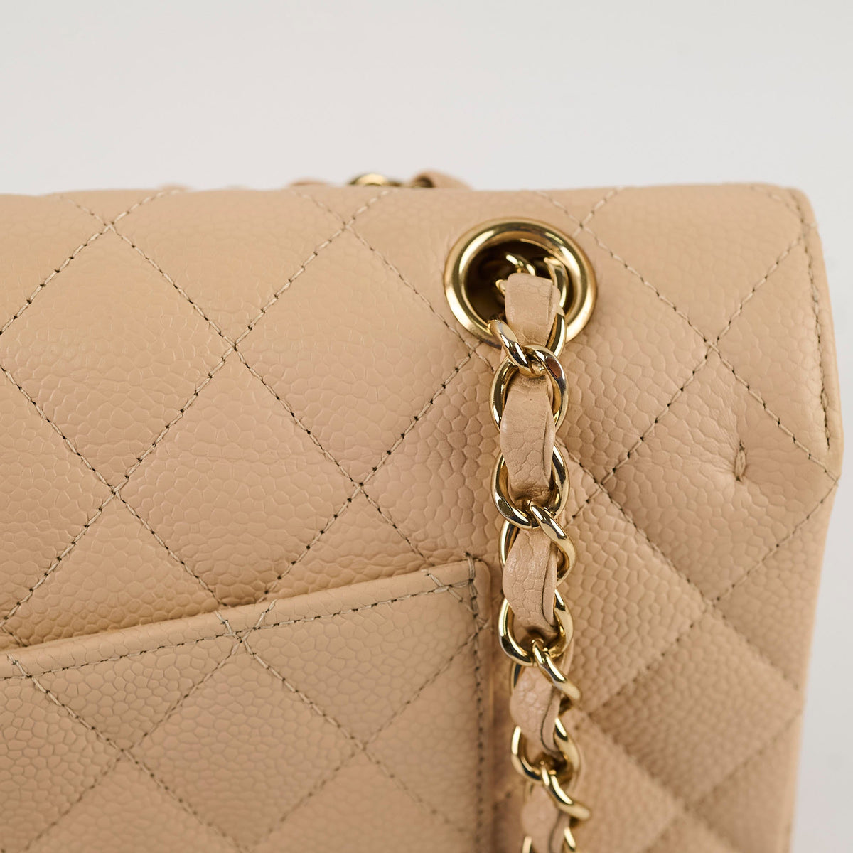 Chanel Medium/Large Caviar Double Classic Flap Beige - photo 6
