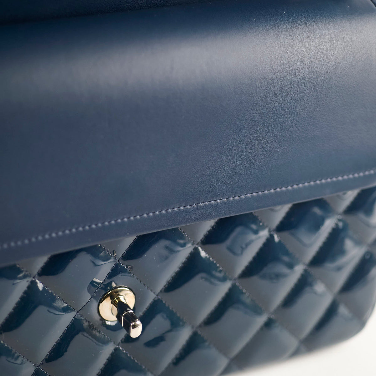 Chanel Jumbo Classic Double Flap Patent Dark Blue - photo 9