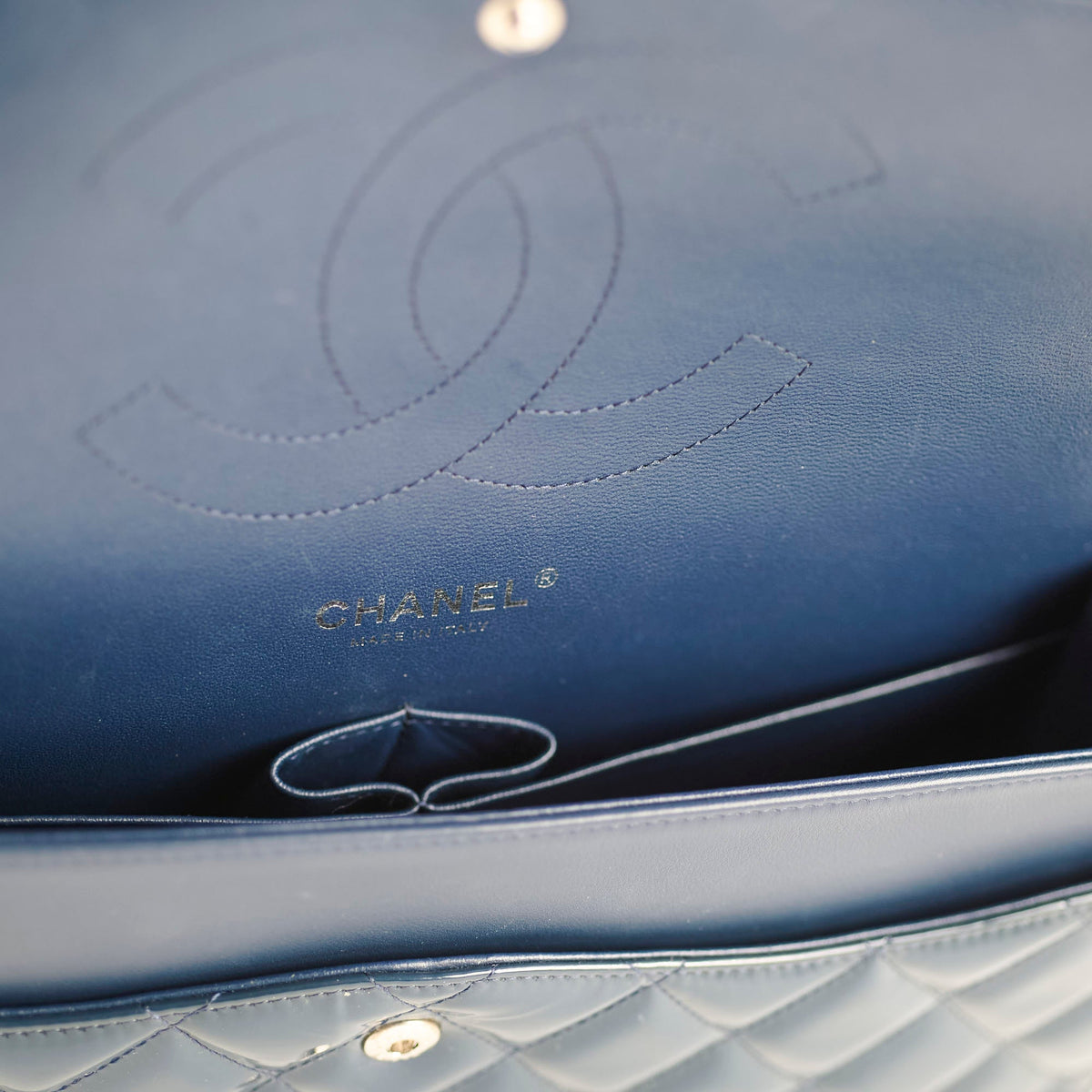 Chanel Jumbo Classic Double Flap Patent Dark Blue - photo 13