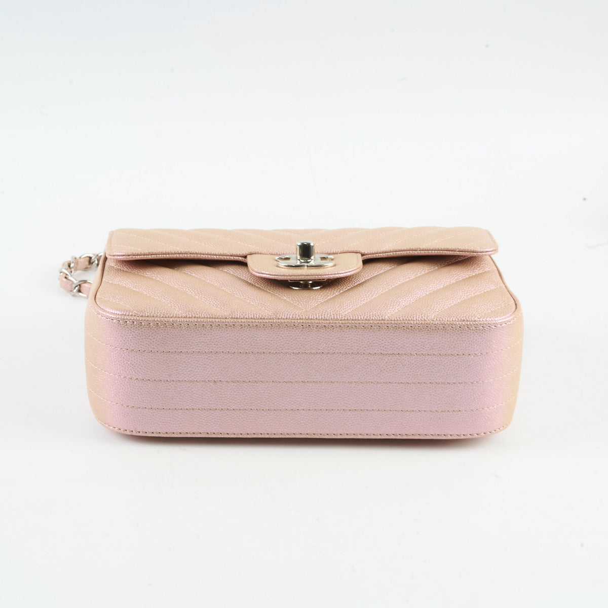 Chanel Mini Rectangular Chevron Caviar Rose Gold Iridescent - photo 4