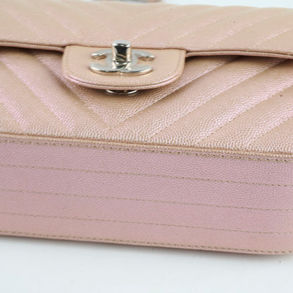 Chanel Mini Rectangular Chevron Caviar Rose Gold Iridescent - photo 10