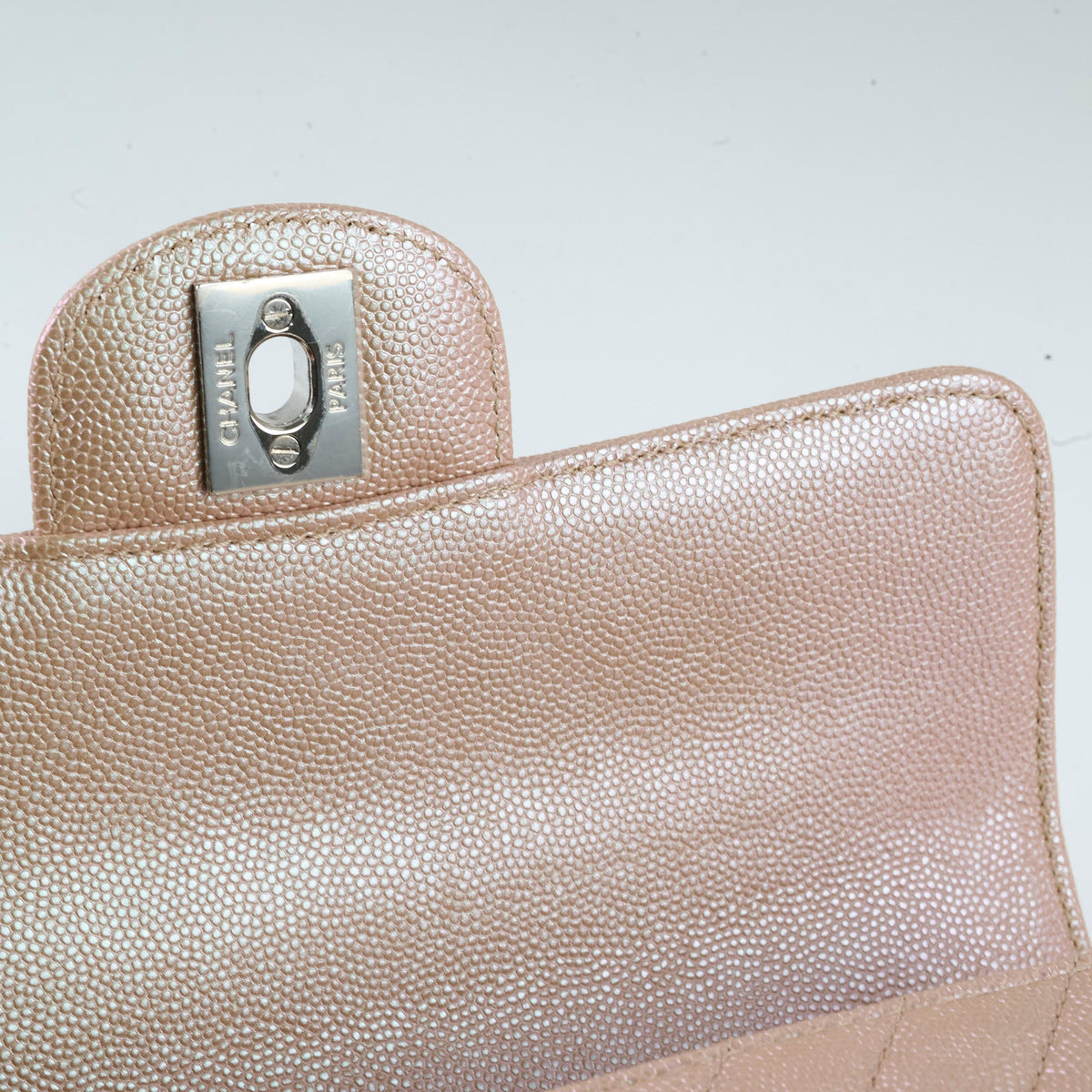 Chanel Mini Rectangular Chevron Caviar Rose Gold Iridescent - photo 5
