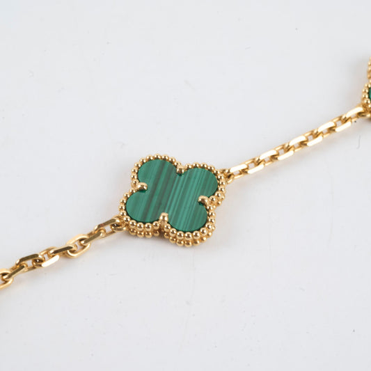 Van Cleef & Arpels Vintage Alhambra 5 Motifs Malachite Bracelet - photo 2