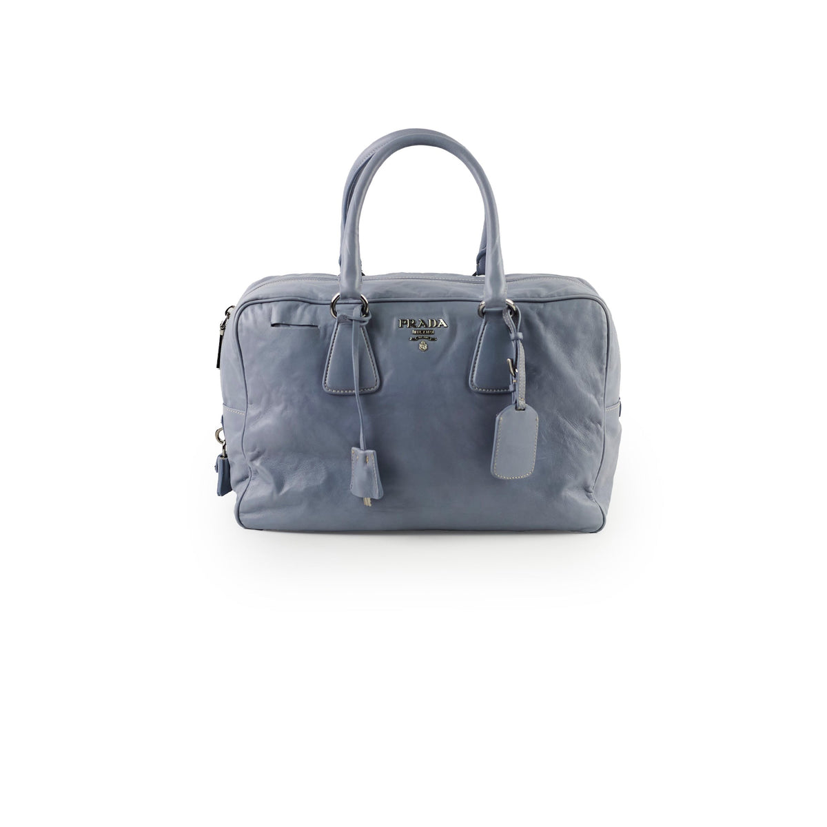 Prada Nappa Antique Bowling Bag Light Blue - photo 1