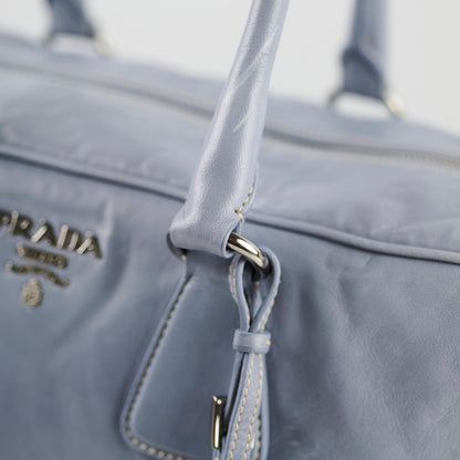 Prada Nappa Antique Bowling Bag Light Blue - photo 5
