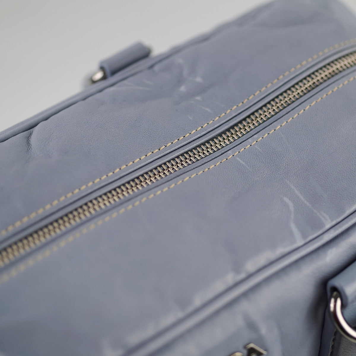 Prada Nappa Antique Bowling Bag Light Blue - photo 12