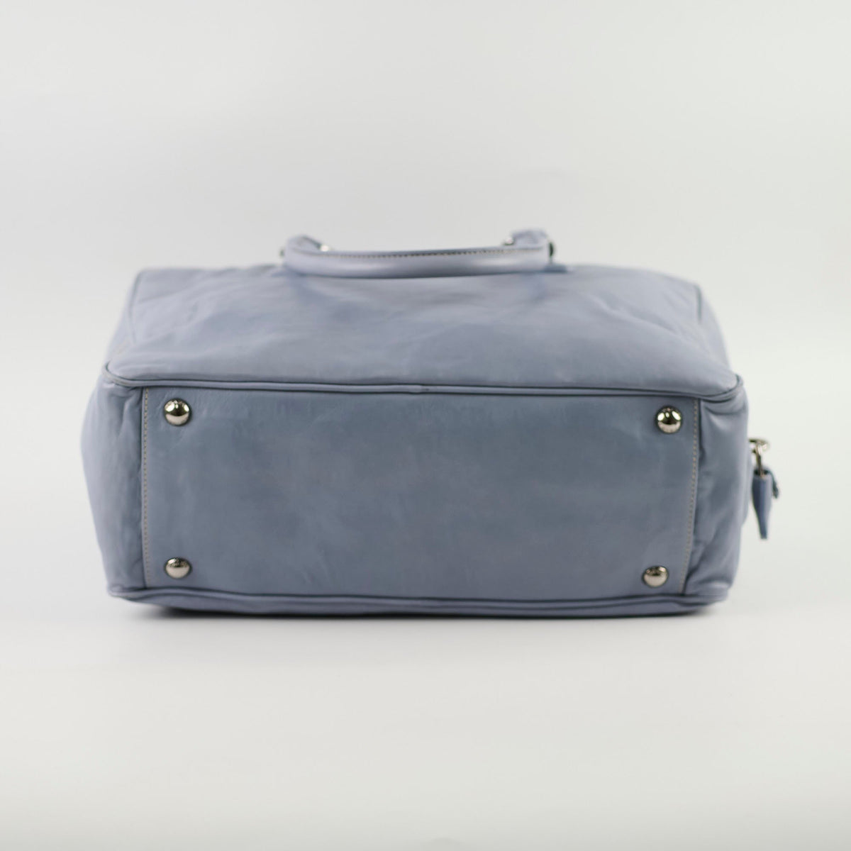 Prada Nappa Antique Bowling Bag Light Blue - photo 4