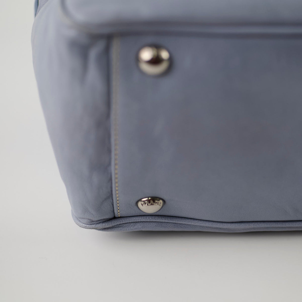 Prada Nappa Antique Bowling Bag Light Blue - photo 17