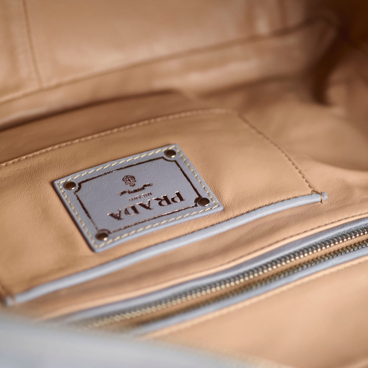 Prada Nappa Antique Bowling Bag Light Blue - photo 13