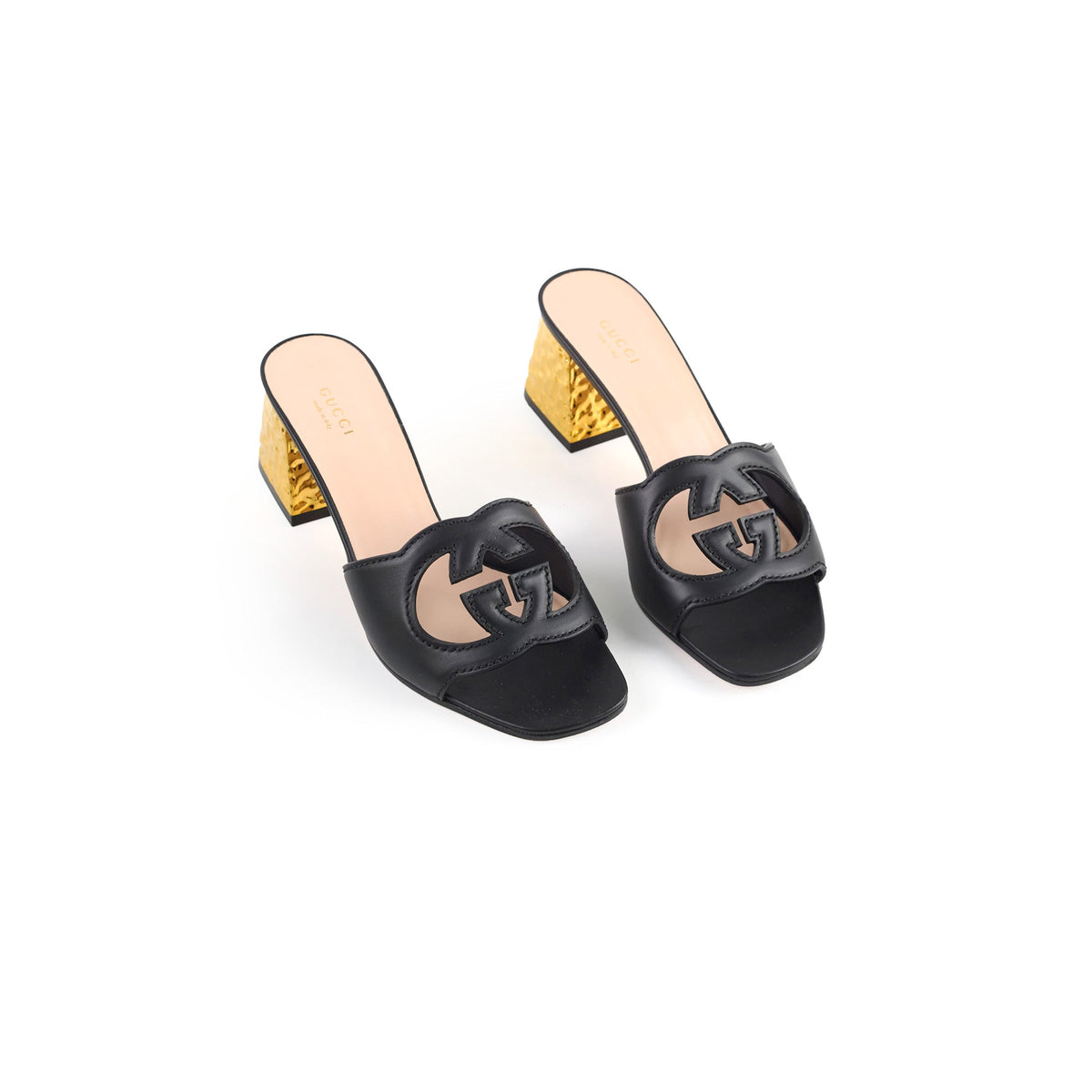 Gucci Interlocking G Leather Sandals Black size 39 - photo 1