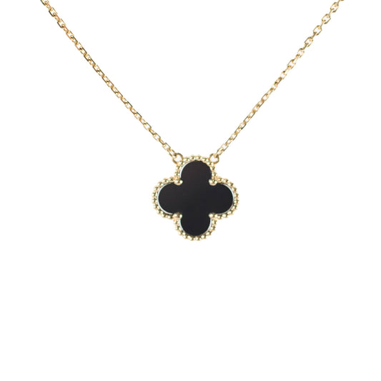 Van Cleef & Arpels Vintage Alhambra Onyx Necklace Yellow Gold - photo 1