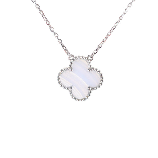 Van Cleef & Arpels Vintage Alhambra Chalcedony Necklace White Gold - photo 1