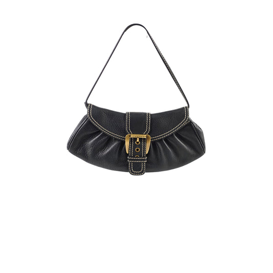 Celine Leather Buckle Shoulder Bag Black - photo 1