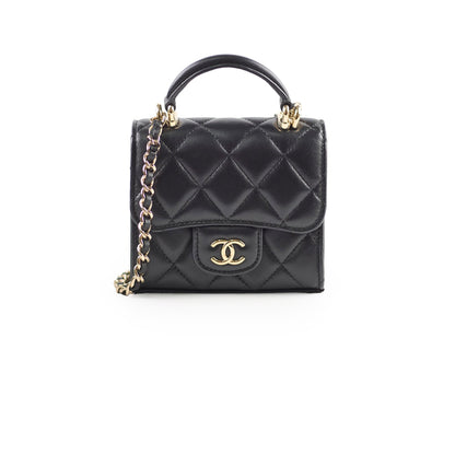 Chanel CC Top Handle Clutch With Chain Black GHW - photo 1