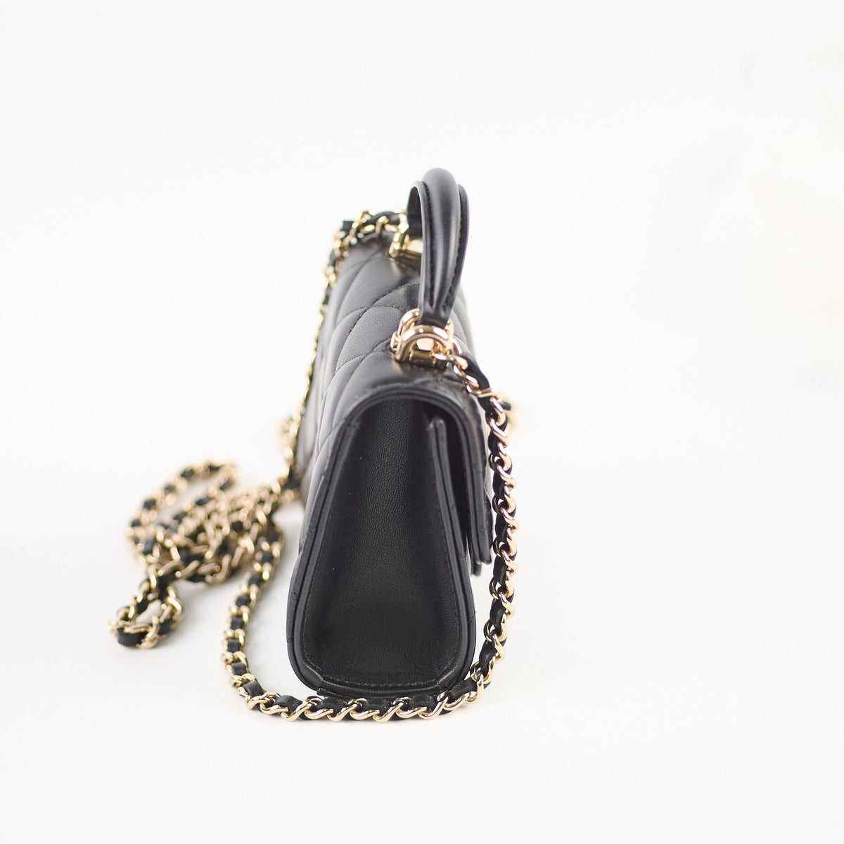 Chanel CC Top Handle Clutch With Chain Black GHW - photo 2